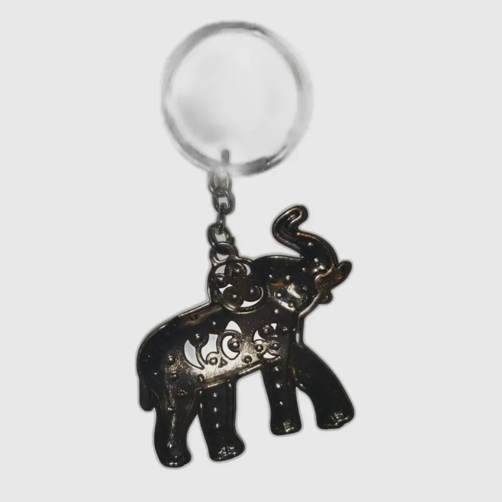 Elephant Keyring Silver with Rhinestones